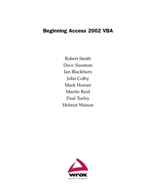 Beginning Access 2002 VBA