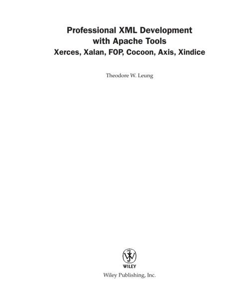 Cover image for book Professional XML Development with Apache Tools