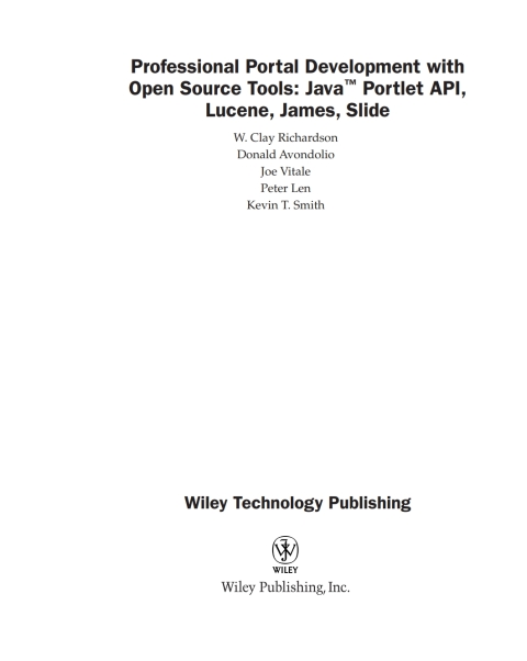 Professional Portal Development with Open Source Tools 