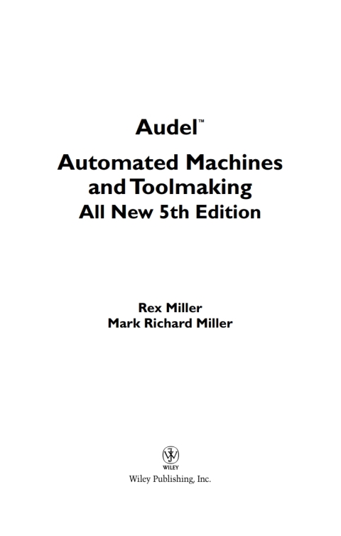 Audel Automated Machines and Toolmaking 