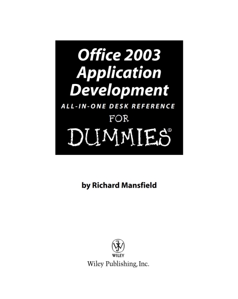 Cover image for book Office 2003 Application Development All-in-One Desk Reference For Dummies