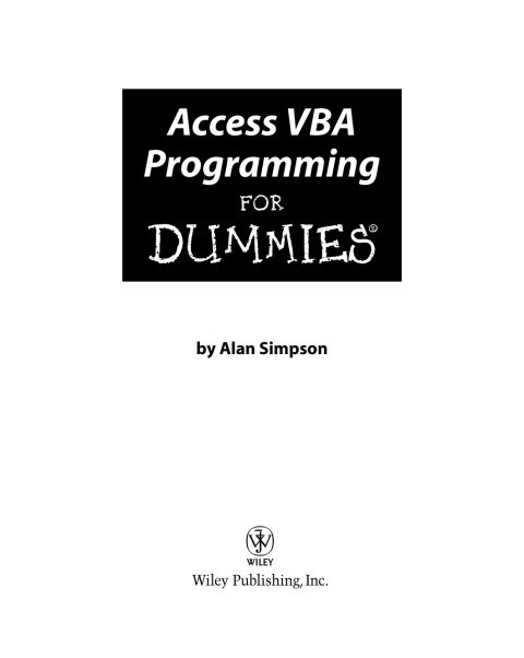 Cover image for book Access VBA Programming For Dummies