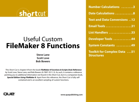Cover image for book Useful Custom FileMaker 8 Functions (Digital Short Cut)
