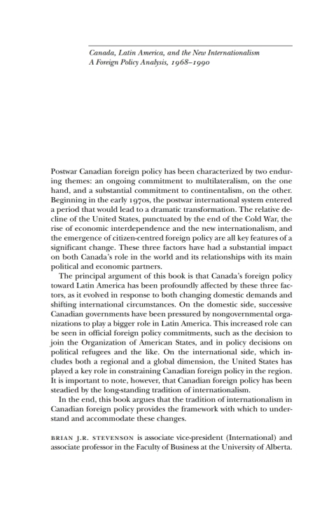 Cover image for book Canada, Latin America, and the New Internationalism