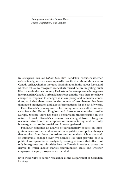 Cover image for book Immigrants and the Labour Force