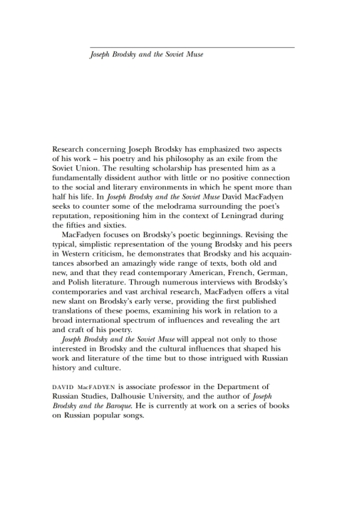 Cover image for book Joseph Brodsky and the Soviet Muse