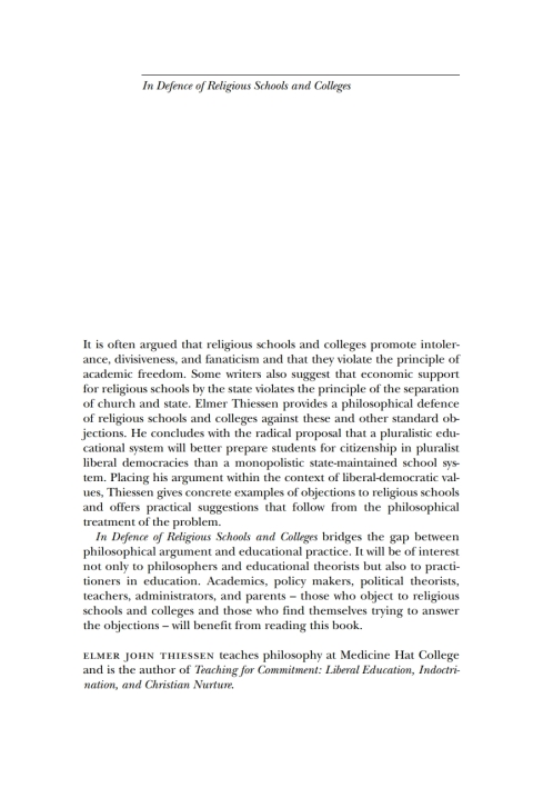Cover image for book In Defence of Religious Schools and Colleges