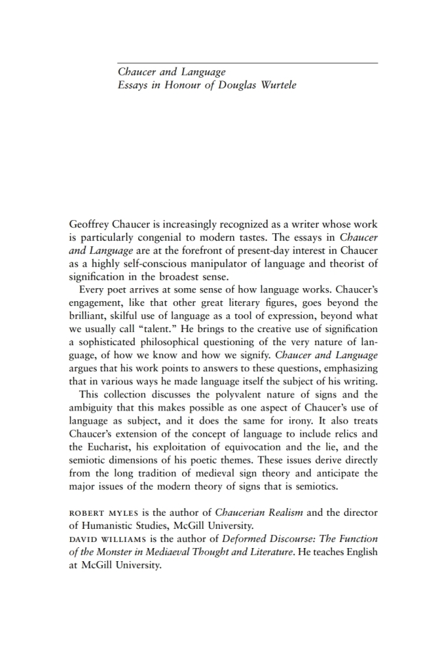 Chaucer and Language