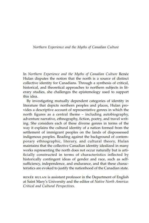 Cover image for book Northern Experience and the Myths of Canadian Culture