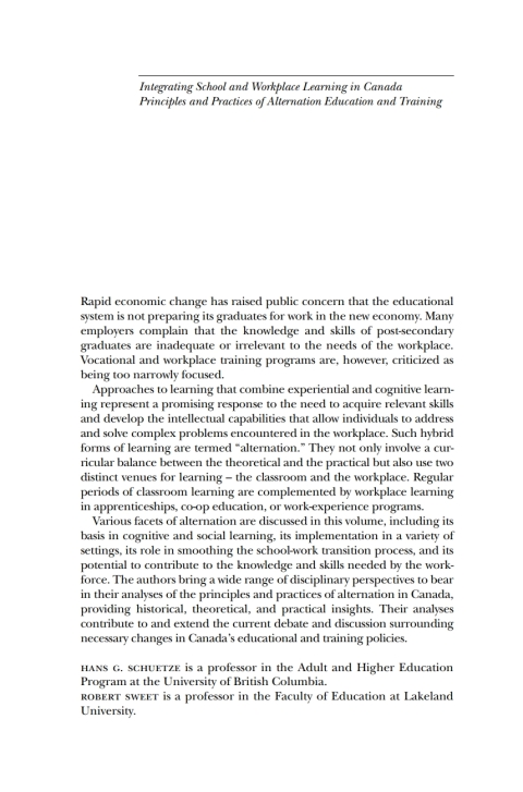 Cover image for book Integrating School and Workplace Learning in Canada