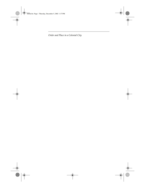 Cover image for book Order and Place in a Colonial City