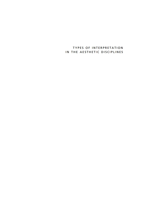 Cover image for book Types of Interpretation in the Aesthetic Disciplines