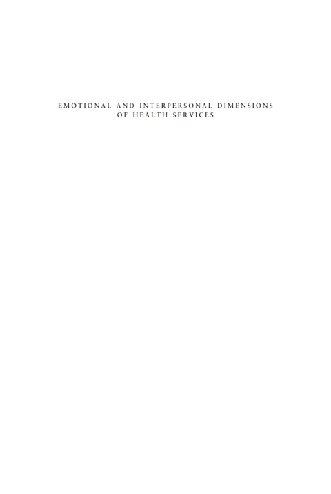 Cover image for book Emotional and Interpersonal Dimensions of Health Services