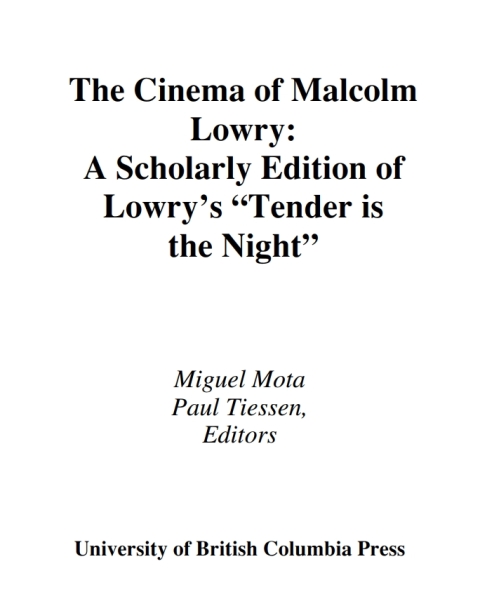 Cover image for book The Cinema of Malcolm Lowry