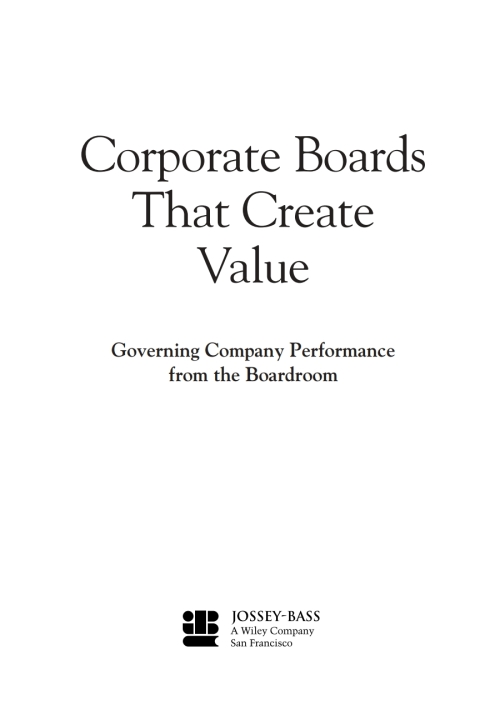 Cover image for book Corporate Boards That Create Value: Governing Company Performance from the Boardroom