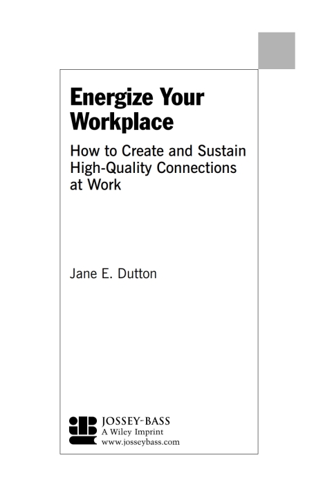 Cover image for book Energize Your Workplace: How to Create and Sustain High-Quality Connections at Work