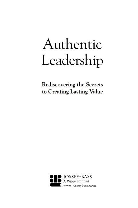 Cover image for book Authentic Leadership