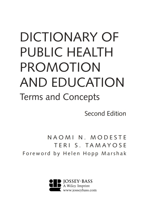 Cover image for book Dictionary of Public Health Promotion and Education