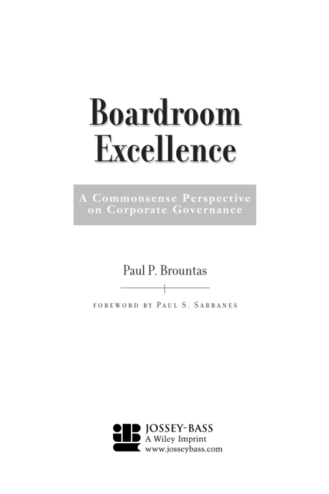 Cover image for book Boardroom Excellence: A Common Sense Perspective on Corporate Governance