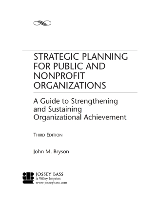 Strategic Planning for Public and Nonprofit Organizations