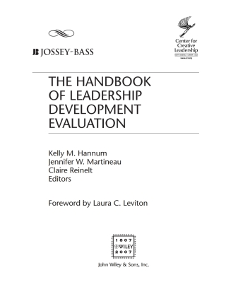 The Handbook of Leadership Development Evaluation