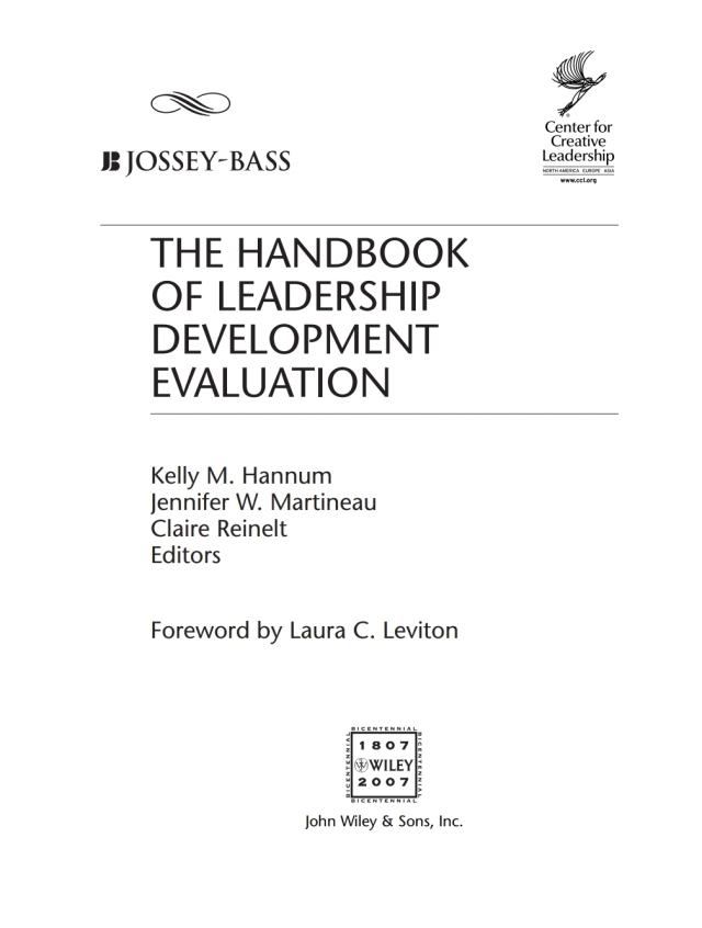 The Handbook of Leadership Development Evaluation