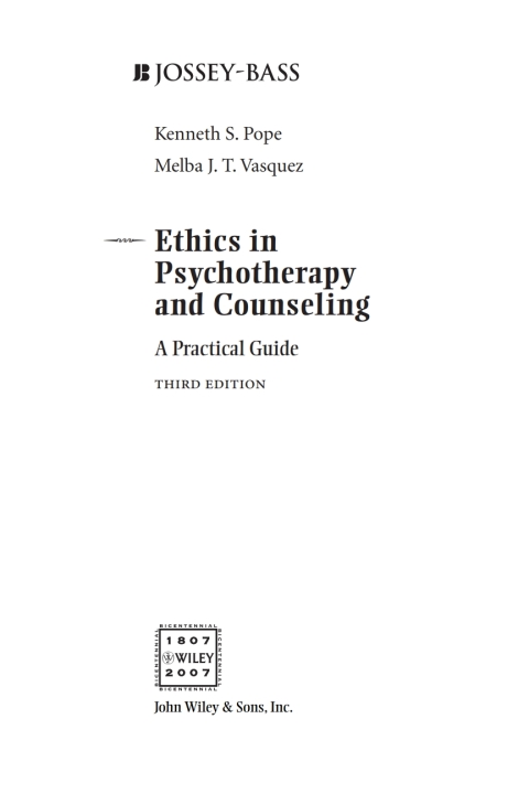 Ethics in Psychotherapy and Counseling: A Practical Guide 
