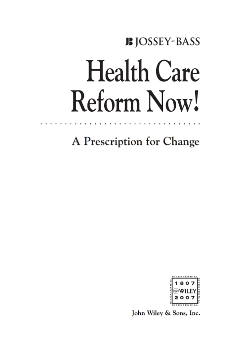 Cover image for book Health Care Reform Now!