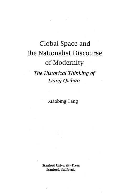 Cover image for book Global Space and the Nationalist Discourse of Modernity