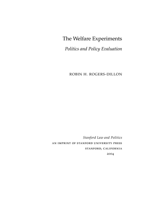 Cover image for book The Welfare Experiments
