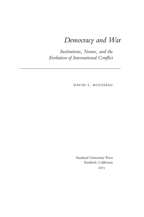 Cover image for book Democracy and War