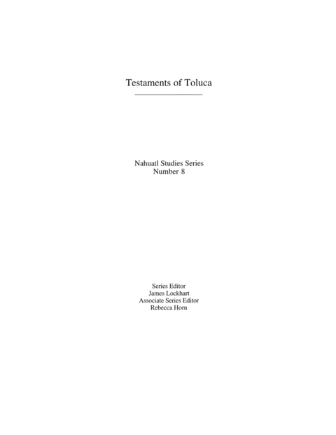 Cover image for book Testaments of Toluca