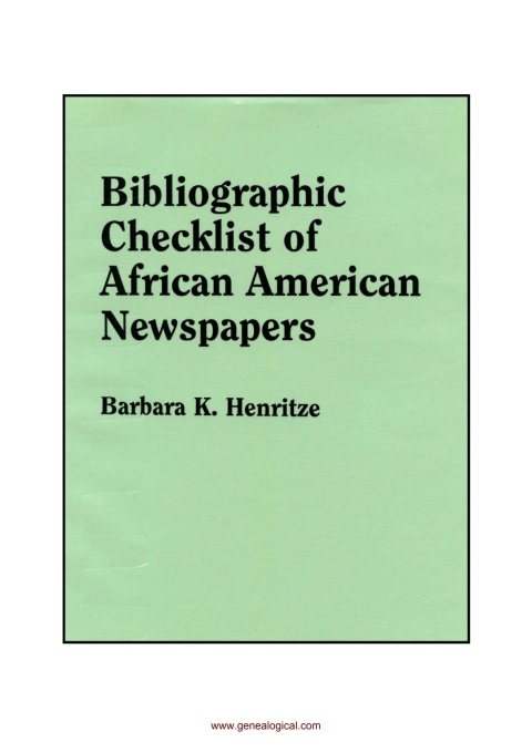 Cover image for book Bibliographic Checklist of African American Newspapers