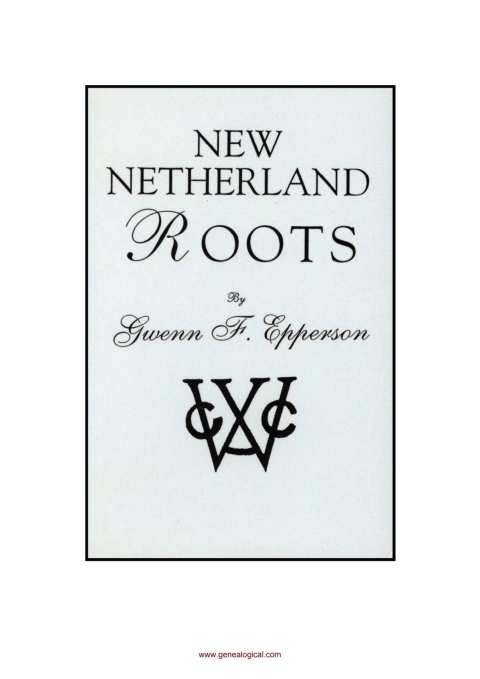 Cover image for book New Netherland Roots