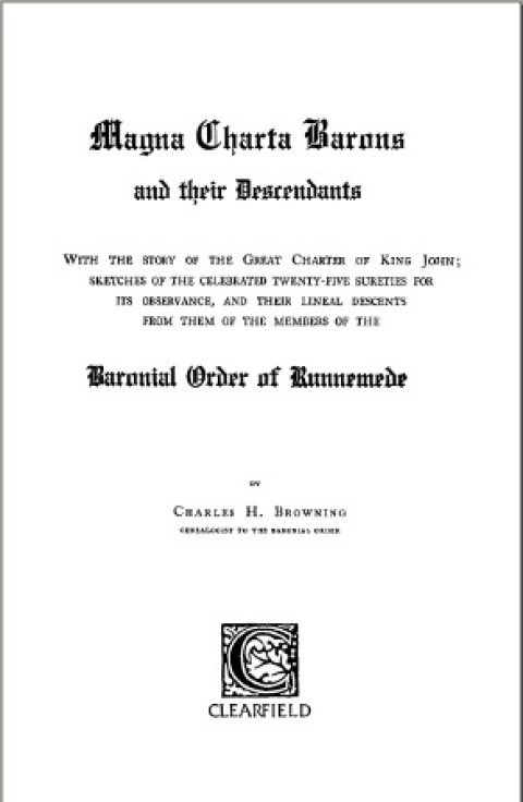 Cover image for book Magna Charta Barons and Their Descendants [1915]