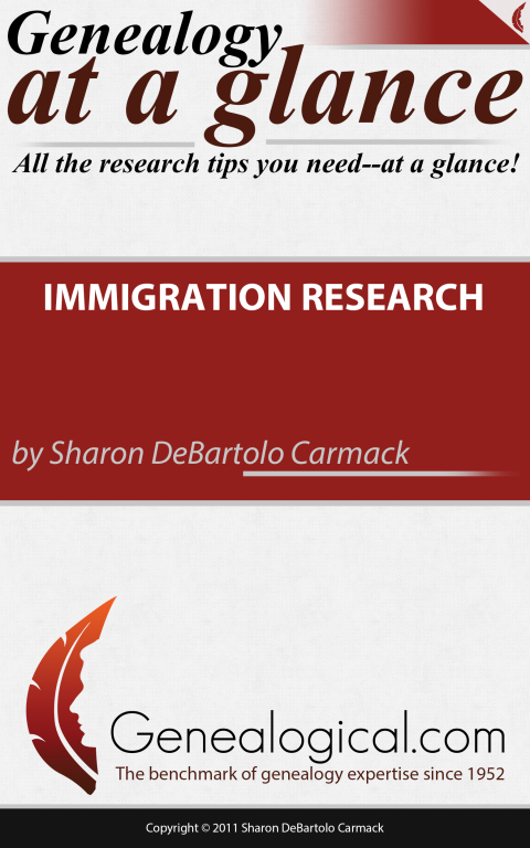 Cover image for book Genealogy at a Glance: Immigration Research
