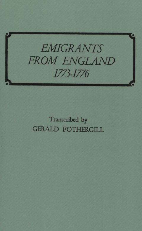 Cover image for book Emigrants from England 1773-1776