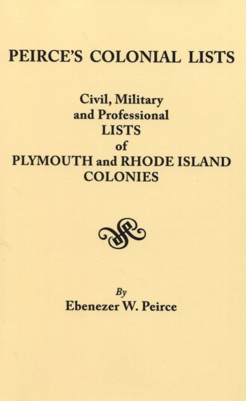 Cover image for book Peirce's Colonial Lists