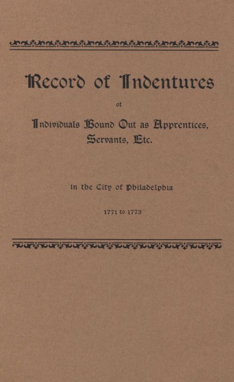 Cover image for book Record of Indentures [1771-1773]