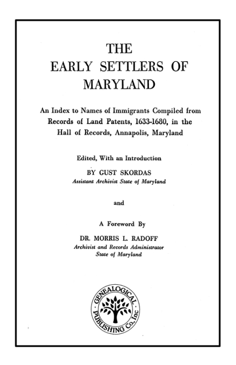 Cover image for book The Early Settlers of Maryland
