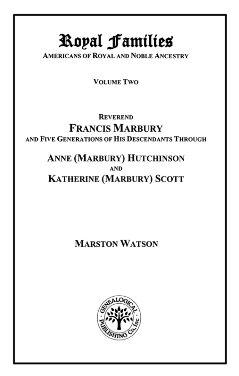 Cover image for book Royal Families: Americans of Royal and Noble Ancestry. Volume Two
