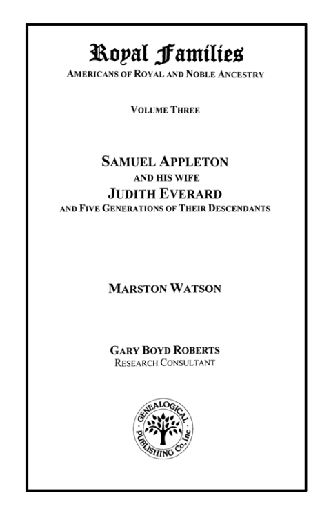 Cover image for book Royal Families: Americans of Royal and Noble Ancestry. Volume Three