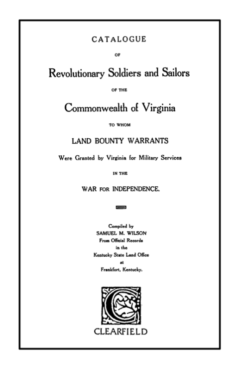 Cover image for book Catalogue of Revolutionary Soldiers and Sailors of the Commonwealth of Virginia