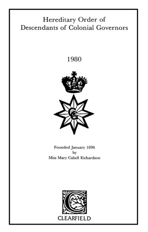 Cover image for book [Lineage Book of] Hereditary Order of Descendants of Colonial Governors