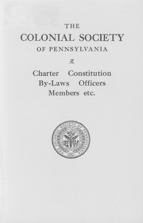 Cover image for book The Colonial Society of Pennsylvania