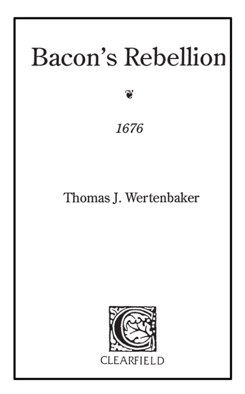 Cover image for book Bacon's Rebellion, 1676