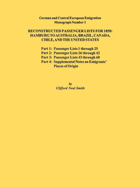 Cover image for book Reconstructed Passenger Lists for 1850: