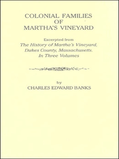 Cover image for book Colonial Families of Martha's Vineyard