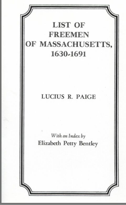 Cover image for book List of Freemen of Massachusetts, 1630-1691