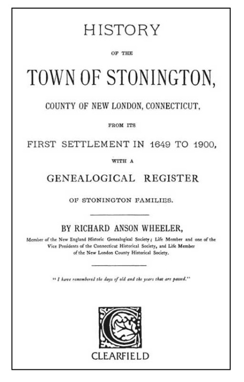 Cover image for book History of the Town of Stonington, Connecticut
